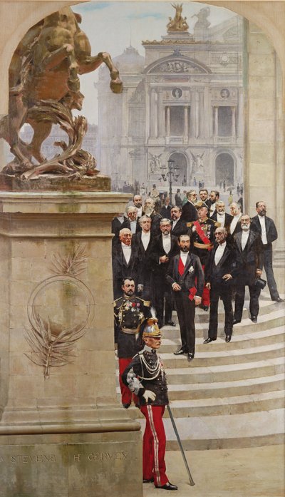 El presidente Sadi Carnot (1837-94) y su gobierno frente a la Ópera de París, del panorama de 